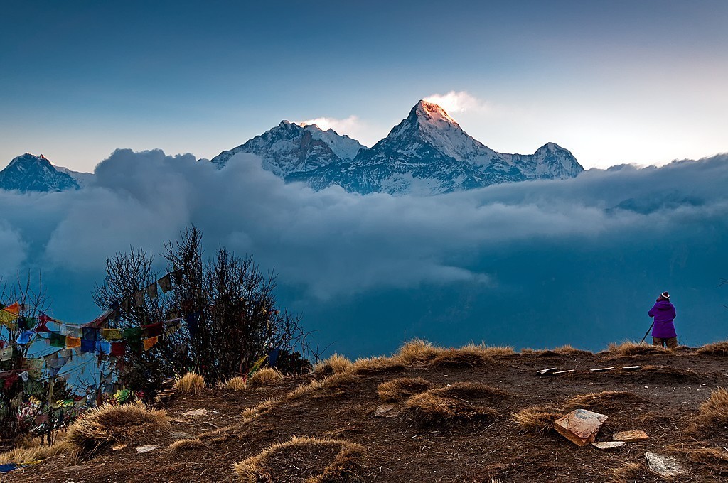 Unidentified Person Taking Photo Of Annapurna Mountain Range At
